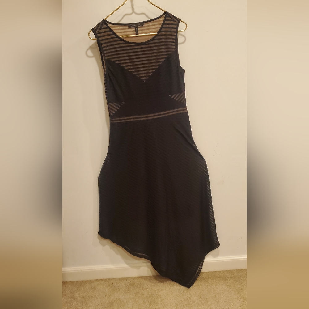 BCBG Women Size M  Black Sleeveless Party Dress Asymmetric With Bottom - Picture 3 of 7